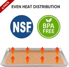 TENUP 6 Pack Aluminum Full Sheet Pan, 26" x 18" Heavy Duty Commercial Baking Tray Reinforced Rim, Warp-Resistant Rust-Free