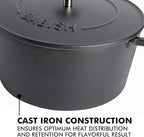 Babish 6-Quart Round Enamel Cast Iron Dutch Oven with Lid – Matte Black, Heavy-Duty Dutch Oven for Slow Cooking, Braising & Baking
