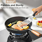 Beijiyi 13.3" Fish Spatula Stainless Steel, Fish Turner with Silicone Handle and Beveled Edge, Thickened Metal Kitchen Slotted Spatula for Cast Iron Skillet Cooking, Flipping and Grilling