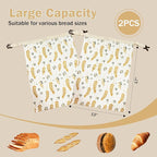 2-Pack Reusable Beeswax Bread Bags for Homemade Bread & Sourdough, Eco-Friendly Organic Food Storage Cloth Bag, Freezer-Safe & Freshness Preservation Longer, XL Large Capacity Portable (13’’x17’’)
