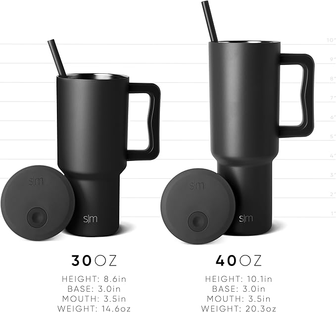 Simple Modern 30 oz Trek Tumbler with Handle and Straw Lid | Cup Holder Friendly Insulated Stainless Steel Travel Mug | Winter White