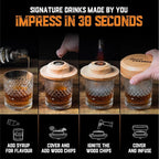 Whiskey Cocktail Smoker Kit with Torch, Old Fashioned Syrup & 8 Flavors Wood Chips - Premium USA Oak Smoker - Old Fashioned Smoker Kit - Bourbon Gifts for Men (with Butane)