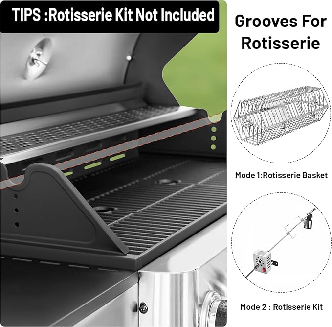 6-Burner Propane Gas BBQ Grill, 2 in 1 Propane Griddle Grill Combo with Porcelain-Enameled Cast Iron Grates & Plate, 65800 BTU with Side Stove for Outdoor Cooking Camping Patio Backyard(6+1 burner)