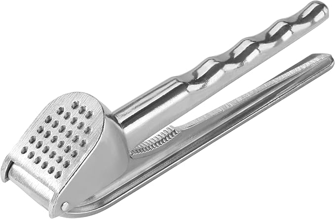 New Star Foodservice Commercial Grade Self Cleaning Cast Aluminum Garlic Press, 6.5-Inch