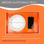 Spsyrine Orange Decorative Serving Tray with Handles, Elegant Plastic Coffee Table Tray for Ottoman, Living Room, Home Decor 15.6" X 10.2"