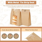 60-Pack Bread Bags for Homemade Bread Sourdough Bread Bags with Tin Tie Tab Lock, Kraft Paper Bakery Bag with Window and Label Seal Stickers for Packaging Baked Food Bread Storage (13.7''x8.2''x3.5'')