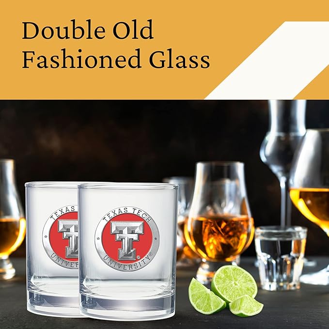 Heritage Pewter Texas Tech Double Old Fashion | Double Rocks Glass 14 OZ for Liquor | Expertly Crafted Pewter Glass