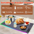 Warming Mat For Food Chafing Dishes for Buffet,Food Warming Mat,Portable Food Warmer,Counter Silicone Warming Mat With 6 Level Temperature 6 Hours Timers (XL 24"x16") Grey Fathers Day