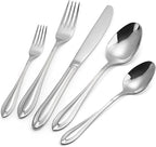 Silverware Set for 8, 40-Piece Flatware Set Include Spoons And Forks Set, Stainless Steel Cutlery Set with Line Pattern, Mirror Polished, Dishwasher Safe.