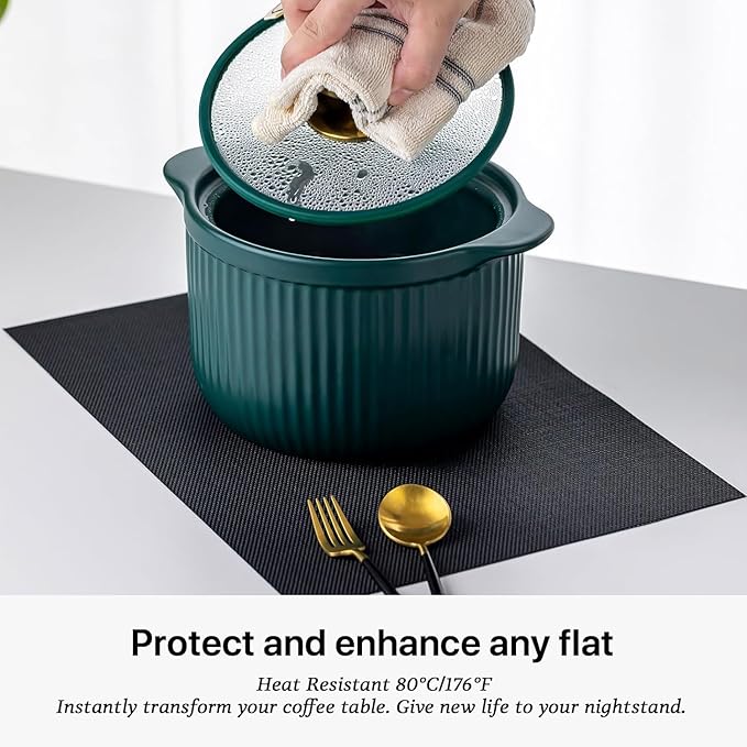 LEXMORE PVC Woven Placemats 4 PCS Wipeable Indoor/Outdoor Table Mats Washable Vinyl Place Mats for Dining Table, Set of 4-Black