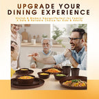 Plastic Dinnerware Sets – Brown Plastic Plates, 40-Piece Reusable Dishes Set for 8 with Cups, Forks, Knives and Spoons, Unbreakable Plates and Bowls for Camping, Outdoor Use