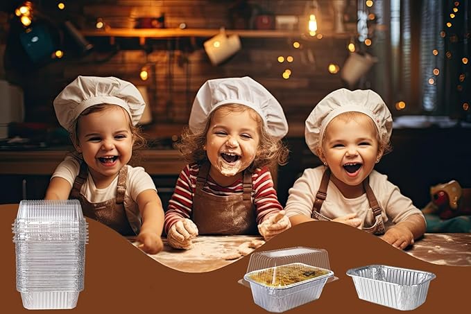 Disposable Mini Loaf Pans with Lids Bakeware Set,1lb, 30 Pack, 6x3.7 Aluminum Foil Bread Pans for Homemade bread, Small Cake Tins, Perfect for Baking Banana Bread, Chease Cake Brownies, etc.