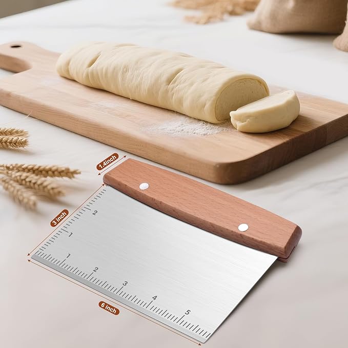 Griddle Scraper for Blackstone, Heavy Duty Stainless Steel Grill Scraper,Dough Scraper Cutter for Bread and Pizza Cutter, Griddle Scraper Chopper Multipurpose Kitchen Utensil for Flat Top Griddle