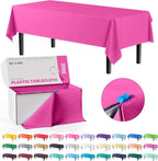 Exquisite Party Solids 54 Inch X 300 Feet Cerise Plastic Table Cover Roll in A Cut - to - Size Box with Convenient Slide Cutter. Cuts Up to 36 Rectangle 8 Feet Plastic Disposable Tablecloths