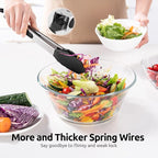 600ºF Heat Resistant Kitchen Tongs: U-Taste 9+12 inch Silicone Cooking Tong Set with Firm Sealed Non Stick Rubber Tips and Silicon Coated 18/8 Stainless Steel Handle for Serving Grilling Salad (Black)