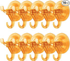 Antimbee Suction Cup Hooks,10 Pack Wreath Hangers for Front Door, Removable Small Suction Cups for Shower, Bathroom, Glass, Door, Windows, Kitchen-Up to 11 lbs on Smooth Surface (Transparent Orange)