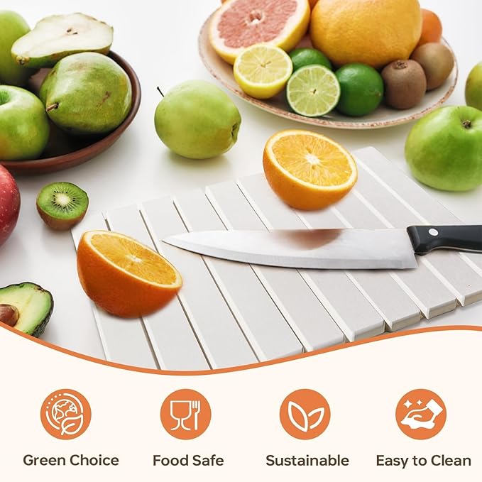 Large Stone Dish Drying Mats for Kitchen Counter, 24"(L)×16"(W) Collapsible Diatomaceous Earth Mats, Eco-Friendly Absorbent Dish Drying Mat for Dishes Bottles Cups, Match Any Countertop