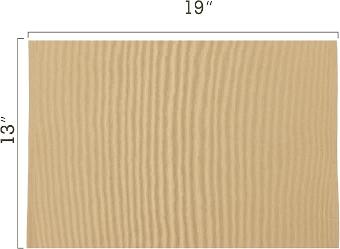 Cloth Placemats Set of 4, Cotton Blend Durable Layered Table Mats, Non-Slip Wrinkle Free Place Mats for Dining Table, Easy to Clean (Croissant Brown, 13x19 Inch)