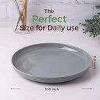 AmorArc Ceramic Dinner Plates Set of 6,10.5 inch Large Stoneware plates for Kitchen,Dinnerware Dishes set- Microwave,Dishwasher Safe,Scratch Resistant-GREY