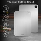 ZERRO Titanium Cutting Board, 100% Pure Titanium Cutting Boards for Kitchen Double Sided Food Grade Hygiene & Durability Titanium Chopping Cutting Board for Meat Veggies Fruits,11.4"x7.87"
