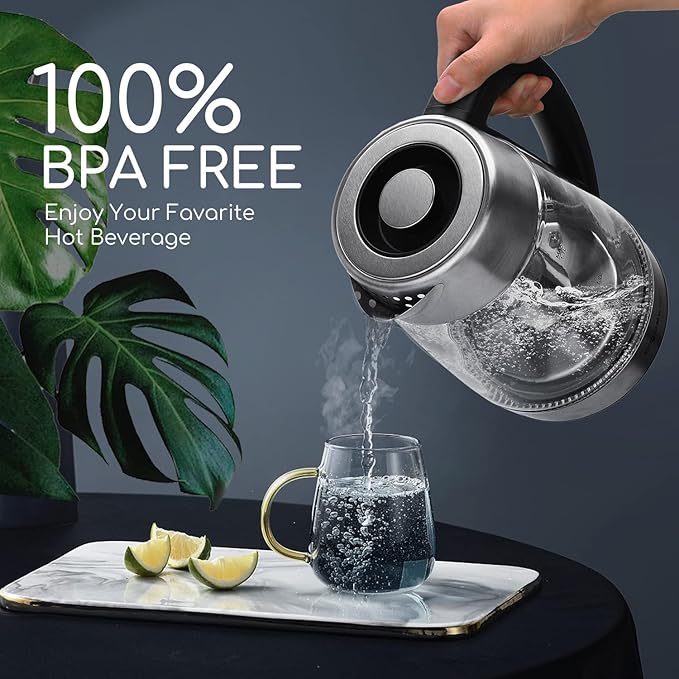 Aigostar Electric Kettle, Tea Kettle with Temperature Control and Tea Infuser, 1500W Hot Water Kettle with Variable Temperature, Keep Warm Function, LED Indicator Light Change, Auto Shut-Off, 1.7L
