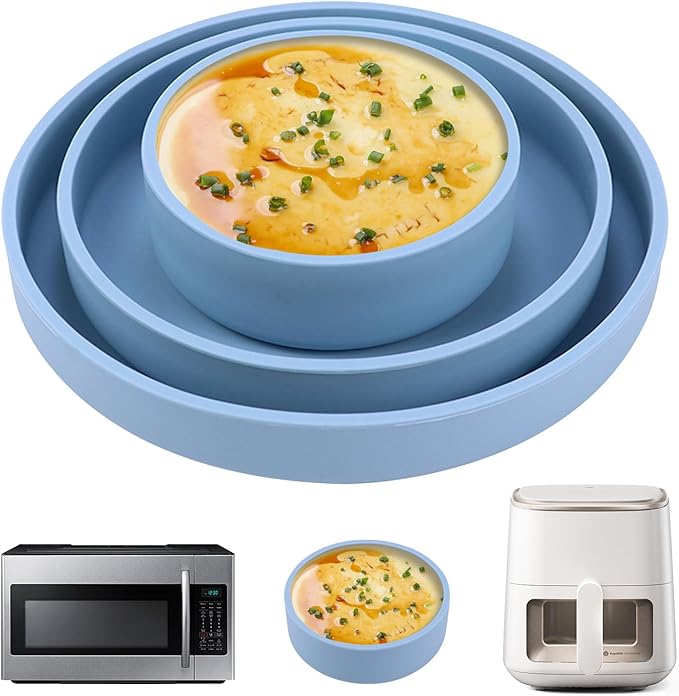 Silicone Microwave Egg Cooker, 3Pcs Different Sizes Microwave Egg Poacher, Reusable Nonstick Air Fryer Egg Maker Mold for Breakfast Sandwiches, Silicone Egg Poaching Cups, Microwave Accessories (Blue)