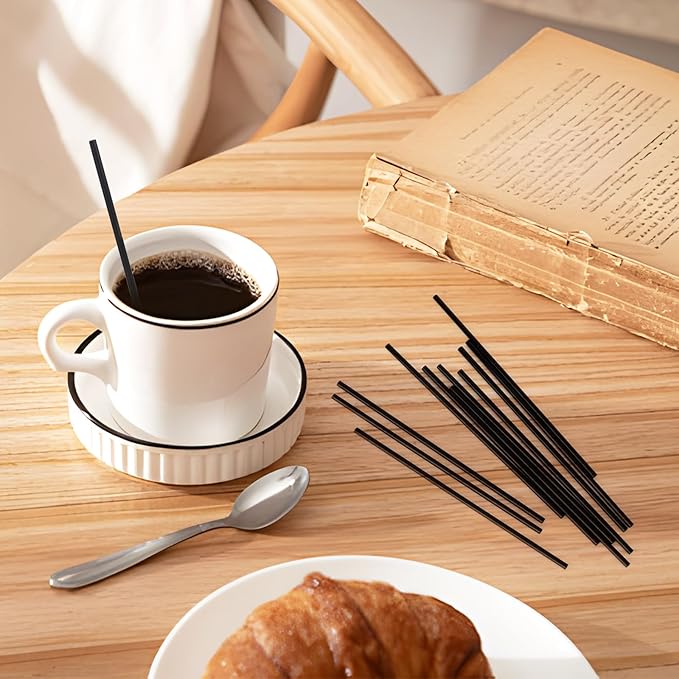 2000 Count 5 Inch Coffee Stirrers Straws, Disposable Plastic Sip Stir Swizzle Sticks for Cocktail Drinks - Black