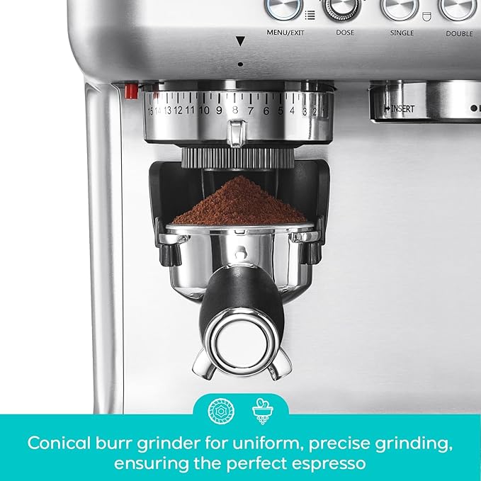 CASABREWS 5700Pro Espresso Machine with Grinder, Professional Coffee Maker with Milk Frother Steam Wand, Barista-Quality Cappuccino Latte Machine with LCD Display, Great for Coffee Enthusiasts
