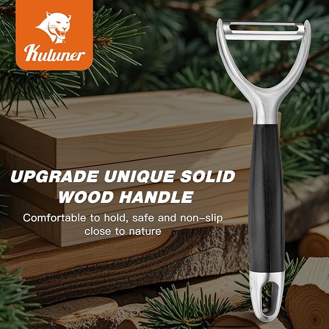 304 Stainless Steel Multi-Function Kitchen Peeler - With Solid Wood Handle, Sharp & Durable Blade, Effortlessly Peels Vegetables and Fruits, Essential Kitchen Tool