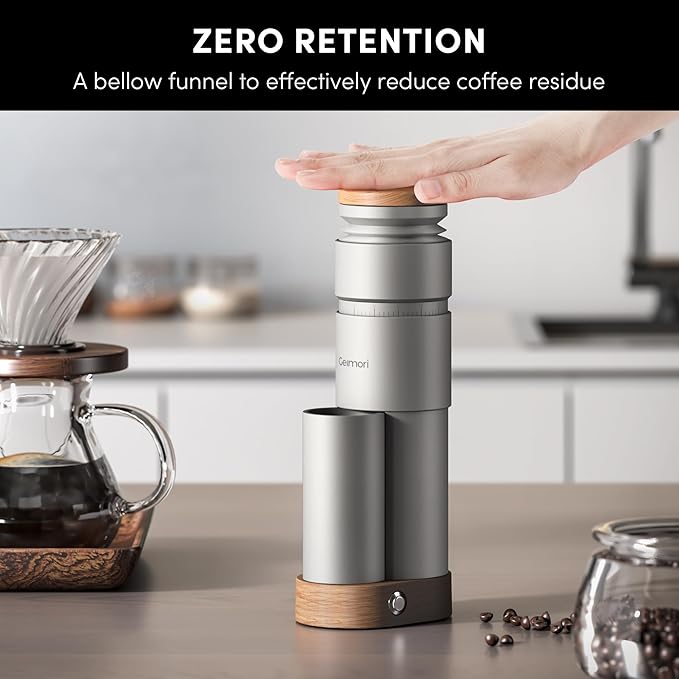 Burr Coffee Grinder,Wirsh Portable Electric Grinder Geimori T38 Plus,Espresso Grinder with Conical Burr,Stepless Grind Settings from Fine to Coarse for Espresso,Drip,French Press,Home&Travel Use