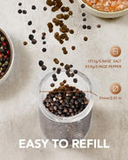 Sangcon Gravity Electric Salt and Pepper Grinder Set with Dust Cover, Battery Operated(4 AAA), Large Capacity, Adjustable Coarseness, One Hand Automatic Salt and Pepper Shakers Set Mill with LED Light