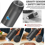Electric Salt and Pepper Grinder Set – Rechargeable Gravity Automatic Pepper Mill Gift Set with LED Light & 6 Adjustable Coarseness