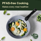 CAROTE 17PCS Ceramic Cookware Sets, Black and Gray, Pots and Pans Set Non Stick Non Toxic, Induction Cookware, Kitchen Cookware Sets, Pots Set for Healthy Cooking