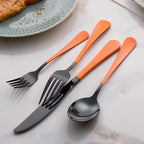 20-Piece Pink and Black Stainless Steel Silverware Set - Dinner Knives, Forks, Spoons - Dishwasher Safe