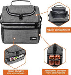 OPUX Lunch Box For Men Women, Insulated Large Lunch Bag Adult Work, Double Decker Lunchbox Meal Prep Dual Compartment Leakproof Lunch Cooler, Soft Lunch Pail Tote Boys Girls Kids School, Heather Gray