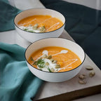 40 oz Large Soup Bowl, Pho Bowls, 7-Inch Rimmed Off-White Porcelain Bowls Set of 4