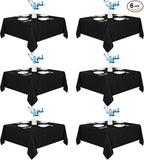 Fitable 6 Pack Black Square Tablecloths - 70 x 70 Inches - Stain Resistant and Reusable Table Clothes, Polyester Fabric Table Covers for Dining, Card Tables, Coffee Tables