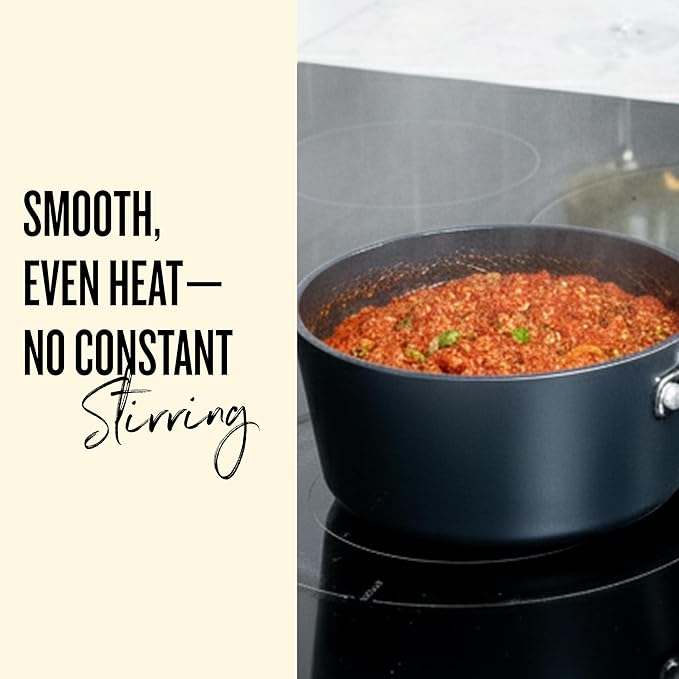 Alva Maestro 2QT Ceramic Nonstick Saucepan with Lid – Non-Toxic Easy to Clean Pot, Oven Safe, and Induction Ready – Belgian-Designed for Effortless, Healthy Everyday Cooking