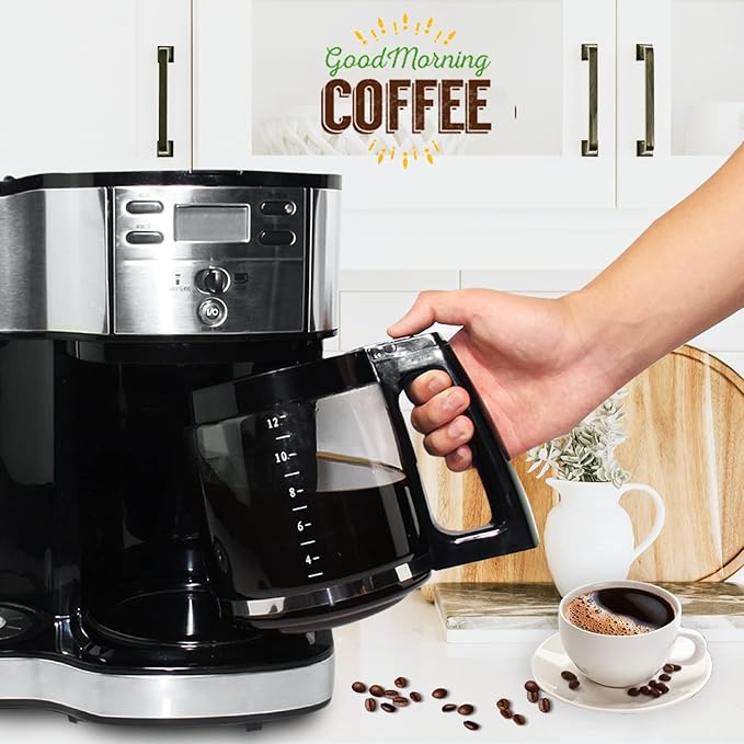 12-Cup Replacement Glass Carafe Pot Compatible with Hamilton Coffee Maker Models 46310, 49976, 49966, 49350, 49957, 49954, 49933, 49980A, 49980Z, 49983, 49618, 46300, 49950