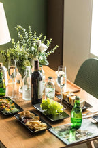 Gomakren Black Serving Platter Set of 4 Porcelain Serving Plates Rectangular Christmas Serving Dishes and Platters Serving Trays for Party Appetizer Sushi, 10 Inch Black Serveware Thanksgiving Gifts