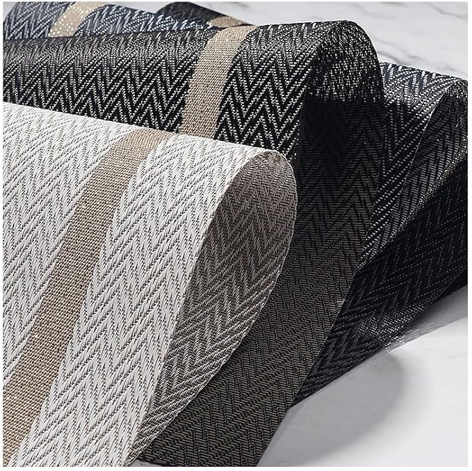 PIGCHCY Luxurious Placemats Set of 8, 18 x 12 inches Elegant Placemats Non-Slip Washable Durable Table Mats for Home/Dining Room Decoration (Black)