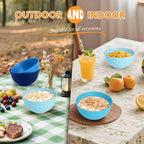 Homienly Wheat Straw Bowls, 8 PCS Microwave Safe Bowl Unbreakable for Salad, Soup, Cereal, Oatmeal, Reusable Plastic Bowls for Kithen, Family, Camping, Party, Dishwasher Safe, 26 OZ (Gradient Blue)