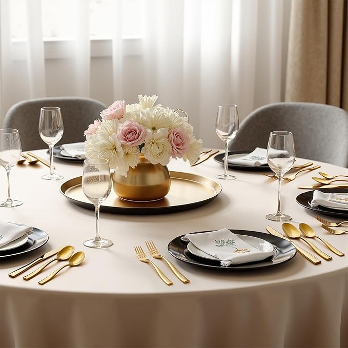 HIKAA Forged Silverware Set Stainless Steel Flatware Set,Service for 8,Matte Satin Polished Cutlery Set,Dishwasher Safe (Gold, 40PCS)