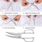 Sunnecko Kitchen Scissors for Food, Heavy Duty Scissors All Purpose Kitchen Shears That Come Apart, 9 Inch Fully Forged Stainless Steel with Curved Blades