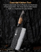 XINZUO 7.3 Inch Vegetable Cleaver Knife,10Cr15Comov Steel Core Forged Damascus Steel,Sharp Slicing Knife For Home Kitchen And Restaurant,Ergonomic White Oak + Red G10 Gasket Handle