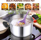 E-far 6-Qt Stainless Steel Stock Pot, Triply Stockpot with Lid for Cooking Simmering Soup Stew, Heavy Duty Cookware Works w/Induction, Non-toxic & Corrosion Resistant, Dishwasher Safe