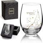 HOHY Capricorn Wine Glass - 20oz Golden, Stemless Zodiac Sign Constellation Glass, Astrology Gift for Women & Men