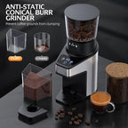 Burr Coffee Grinder Electric, Coffee Bean Grinder with 60 Adjustable Grind Settings for Home Use, Espresso Grinder with 60s Precision Timer & 1-8 Cup, Anti-static, Stainless Steel, Black(updated)