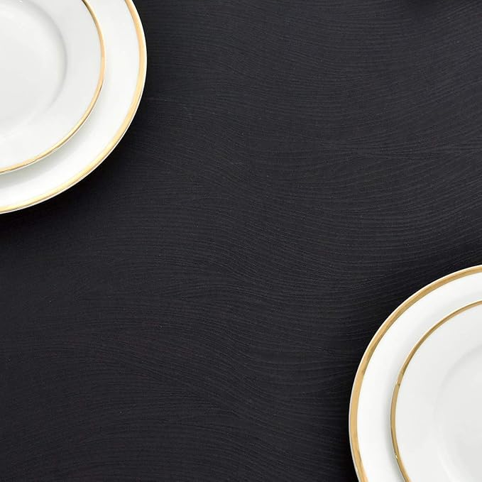 maxmill Square Table Cloth Swirl Design Water Proof Wrinkle Free Heavy Weight Soft Tablecloth Decorative Fabric Table Cover for Outdoor and Indoor Use Square 60 x 60 Inch Black