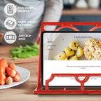 JOGREFUL Cookbook Stand, Cast Iron Heavy-Duty Recipe Book Holder, Kitchen Vintage Recipe Book Holder, Reading Rest Holder for Easel/Counter/Books/Magazine/iPad/Bible, Vine Pattern, Red